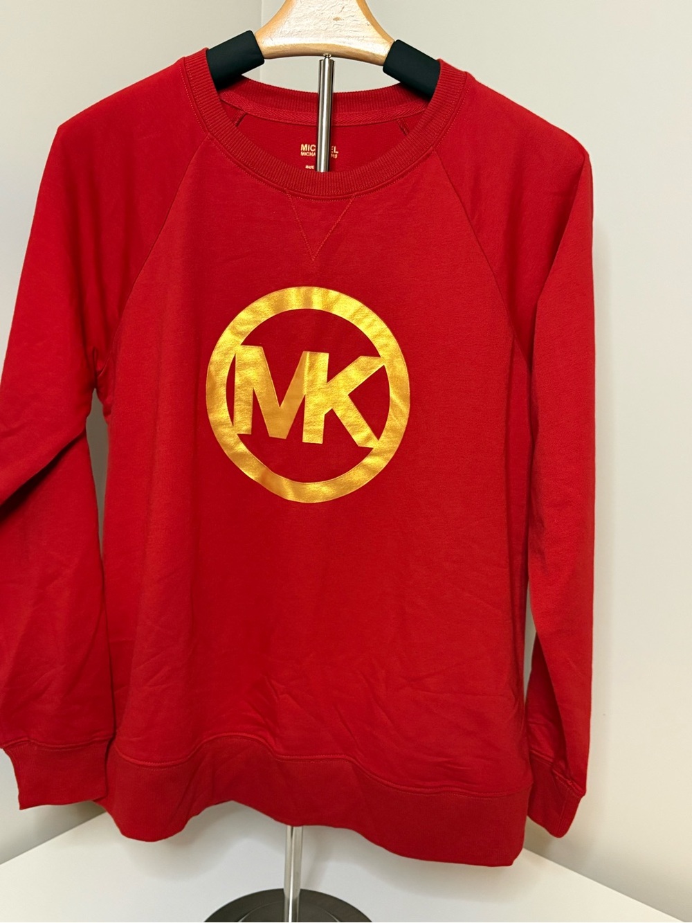 Michael Kors Red Crewneck Sweatshirt with Gold MK Logo